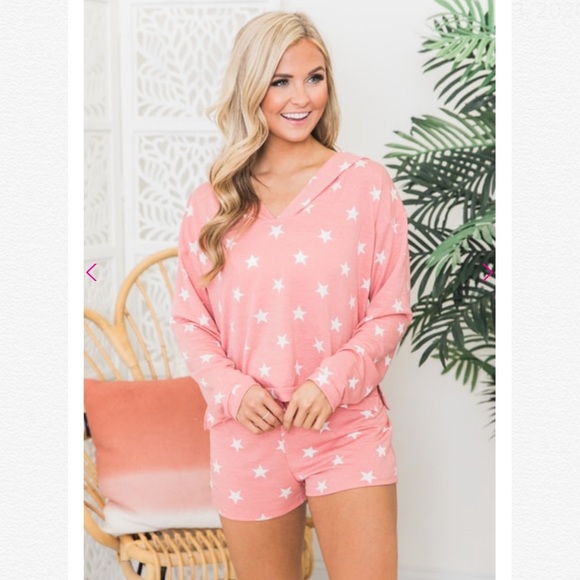 Endless Nights Coral Star Printed Lounge Sweats - Picture 4 of 7
